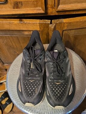 Women's HOKA Black Athletic Running Shoes with Rose Gold Accents